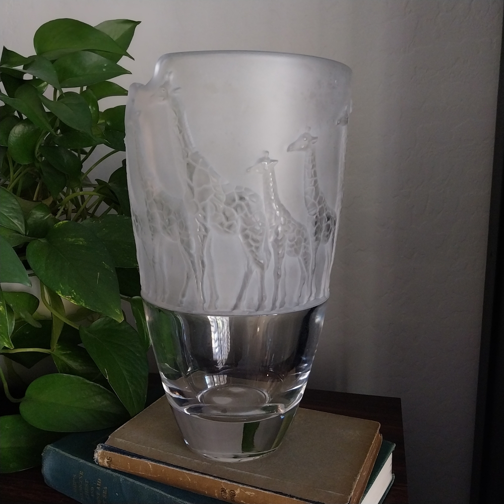 Nachtmann Crystal Glass SAFARI LINE Giraffe Vase 3D Frosted And Clear - Picture 2 of 11